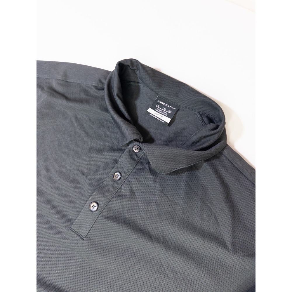 Nike Golf Polo Shirt Mens 2XL Gray Solid‎ Dri-FIT Golf Performance Stretch Logo